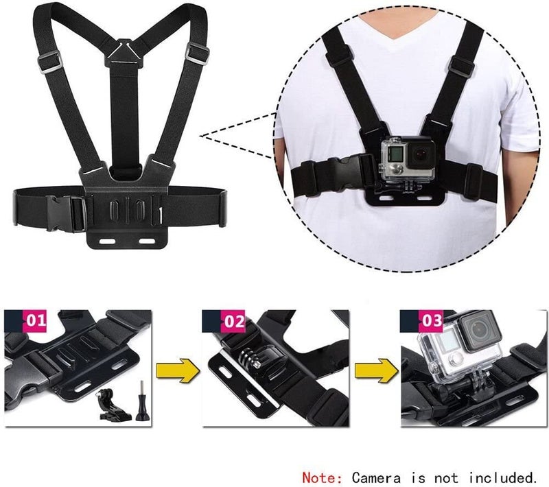 VVHOOY Action Camera Accessories Head Strap Mount Chest Harness Compatible with AKASO EK7000 Brave 4 Brave 7 LE V50X Native/GoPro HERO 13 12 11 10 9 8 7 6 5/VEMONT/Dragon Touch/ODDV/HLS/Apexcam/REMALI - Image 4